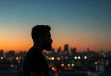 Post-Hookup Regret: Understanding and Overcoming That Empty Feeling Man Silhouette Cityscape Introspection Dusk