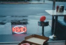 Why Society Still Shames Certain Relationship Choices Rainy diner window, donuts, phone, balloon.