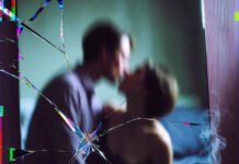 Emotional Cheating: What It Looks Like & Why It Hurts More Cracked screen showing kissing couple, pizza, coffee, and heart emojis.