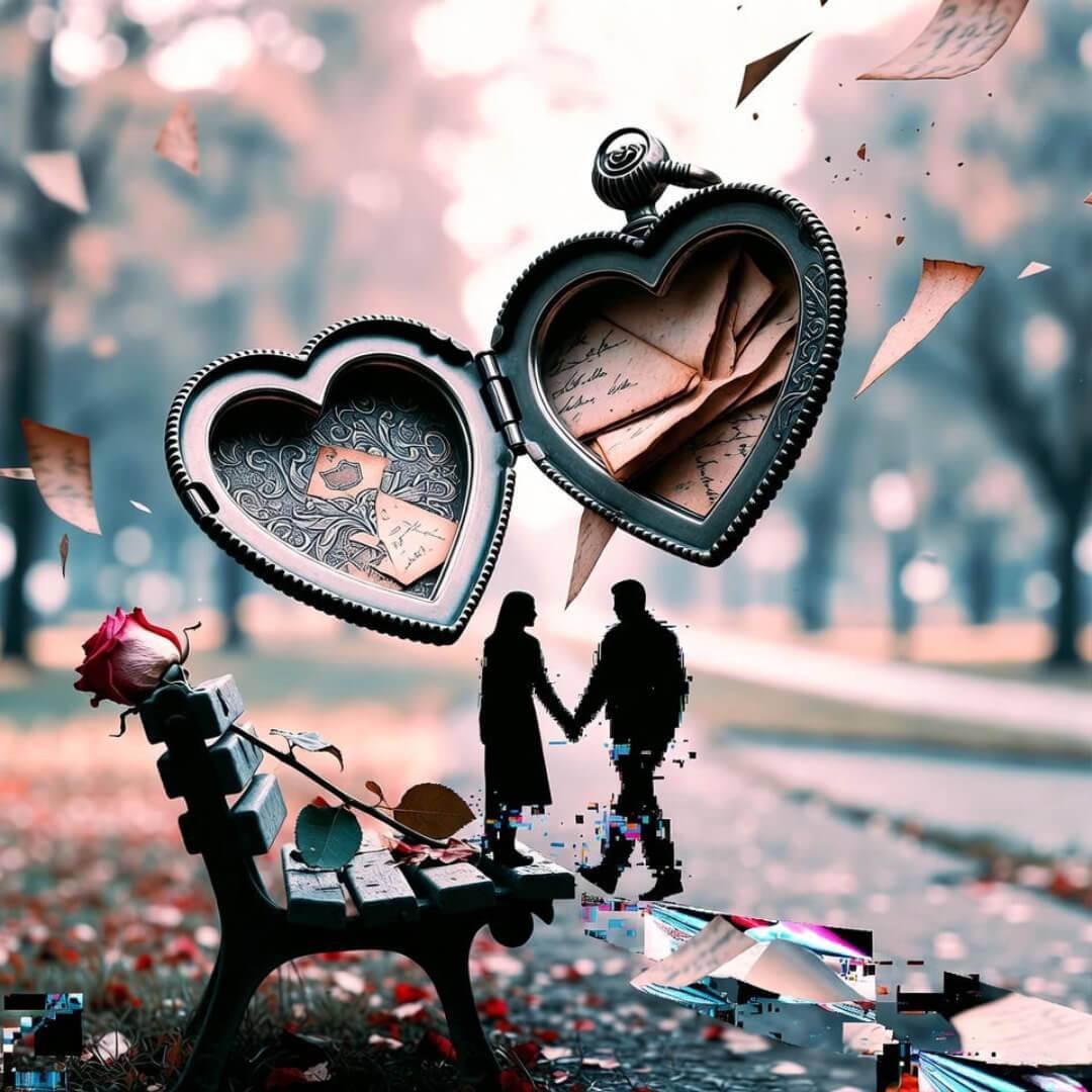 Why Modern Relationships Fail & How to Build One That Lasts Cracked heart locket spills faded letters; silhouetted couple parts ways beside wilted rose.